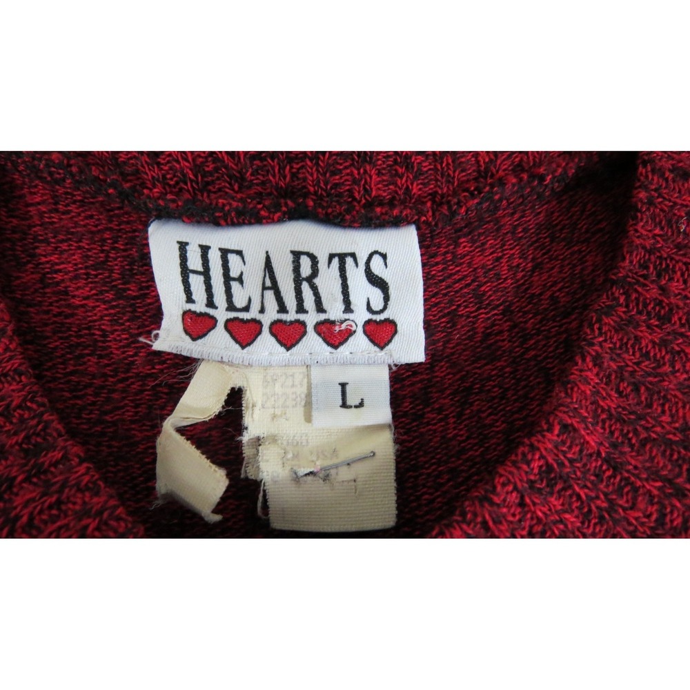 VTG 90s Hearts Sweater Dress Womens L Red Chunky Knit Long Sleeve Flare Cozy